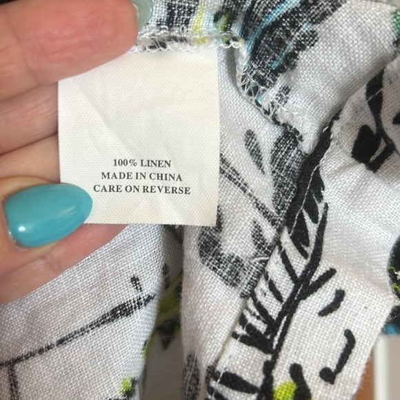 100% Linen LANTANA CASUALS Artsy Abstract Print Button Down | L - Picture 4 of 9